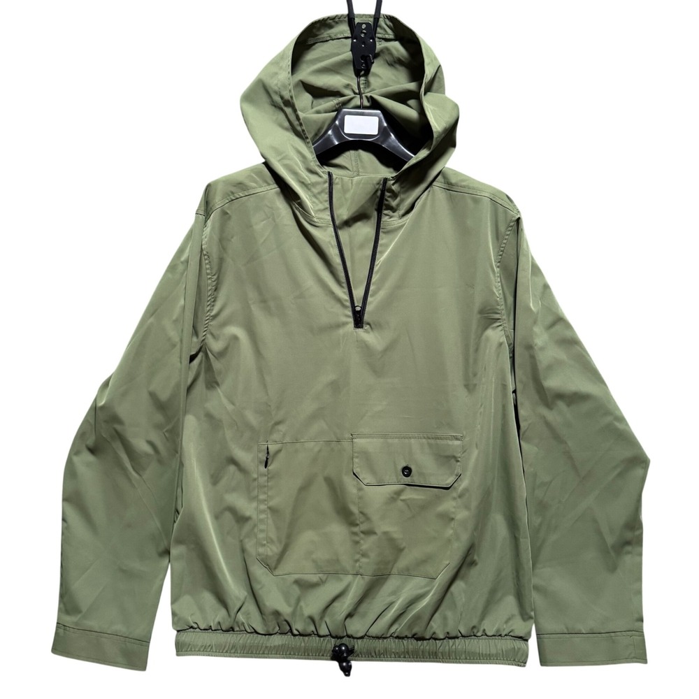 ELWOOD Olive Green Anorak Windbreaker‎ Hoodie Pullover Jacket Size L